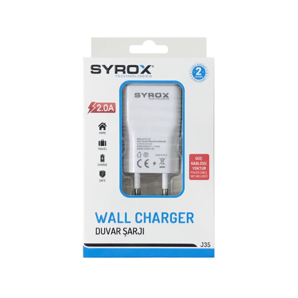 Syrox USB Güç Adaptörü 2.0A Duvar Şarjı