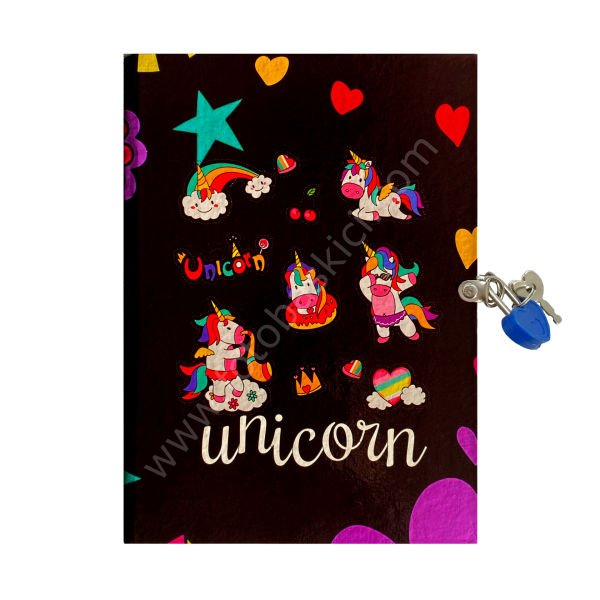 Unicorn Kilitli Kız Çocuk Günlük Anı Defteri