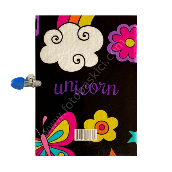 Unicorn Kilitli Kız Çocuk Günlük Anı Defteri