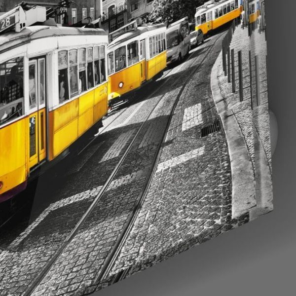 Lizbon Sarı Tramvay Cam Tablo