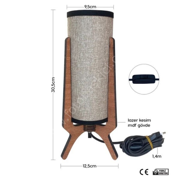 Decorev Dekoratif Ahşap Abajur 32 cm