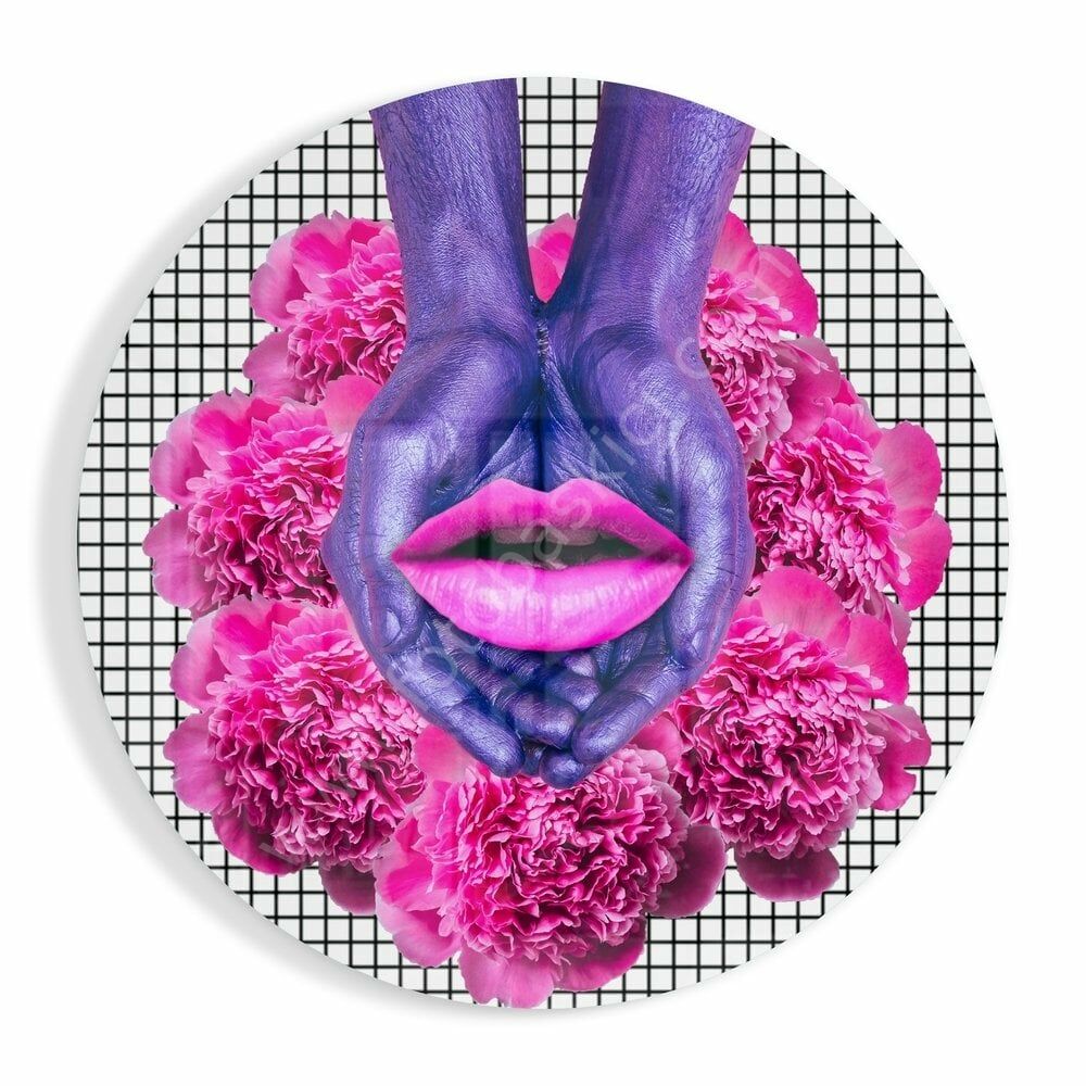 Pembe Karmaşa Cam Tablo