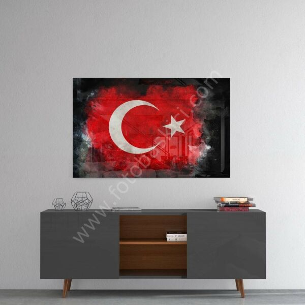 Türk Bayrağı Cam Tablo