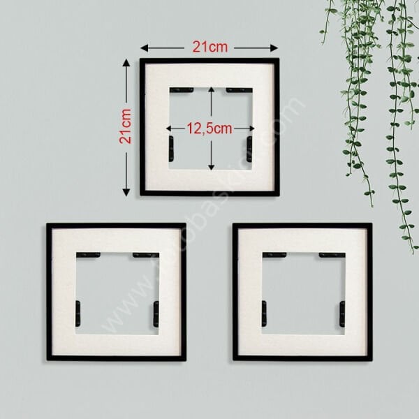 Sök Tak Paspartulu Çerçeve Siyah 3'lü 21x21 cm