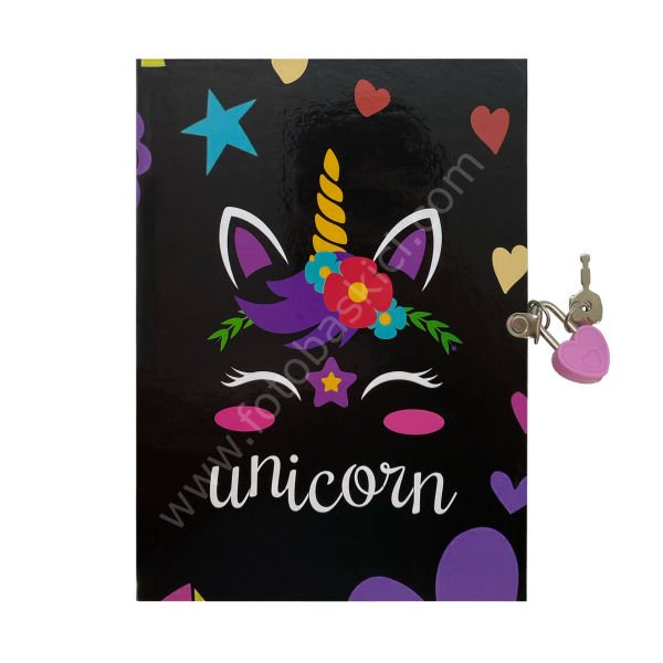 Unicorn Kilitli Kız Çocuk Günlük Anı Defteri