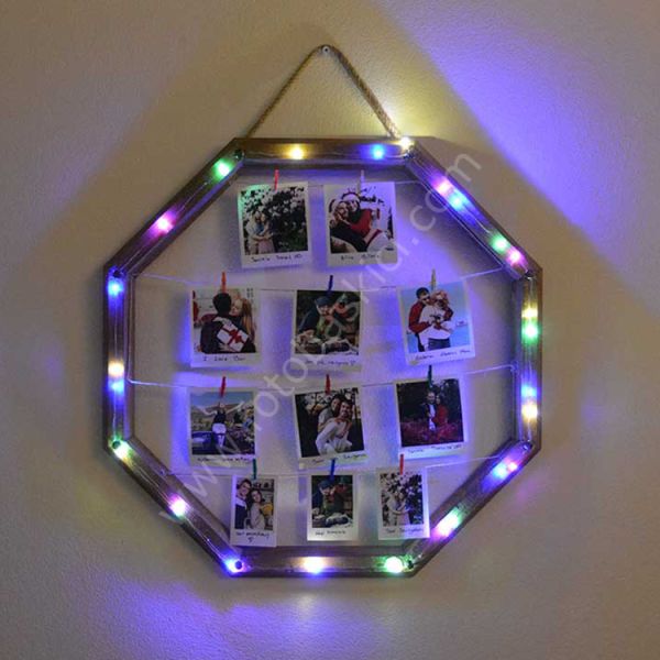 Led Işıklı Sekizgen Fotoğraf Çerçevesi 56x56 cm