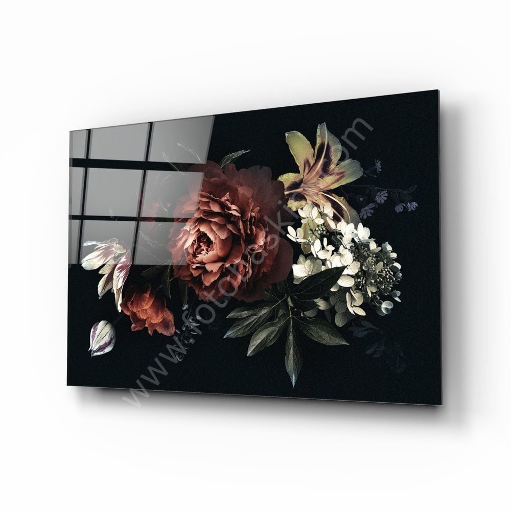 Floral Desen Cam Tablo