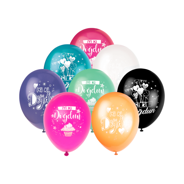 Karışık Renkli Doğum Günü Balonu 10'lu