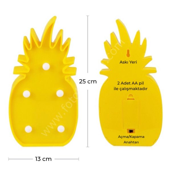 3D Ananas Dekoratif Led Aydınlatma 25 cm