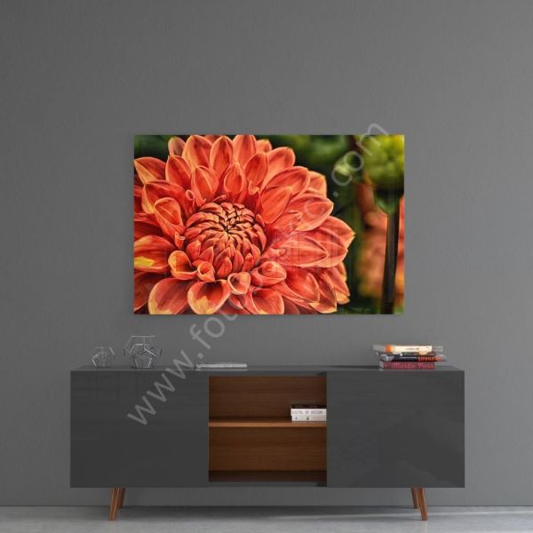 Turuncu Gerbera Cam Tablo
