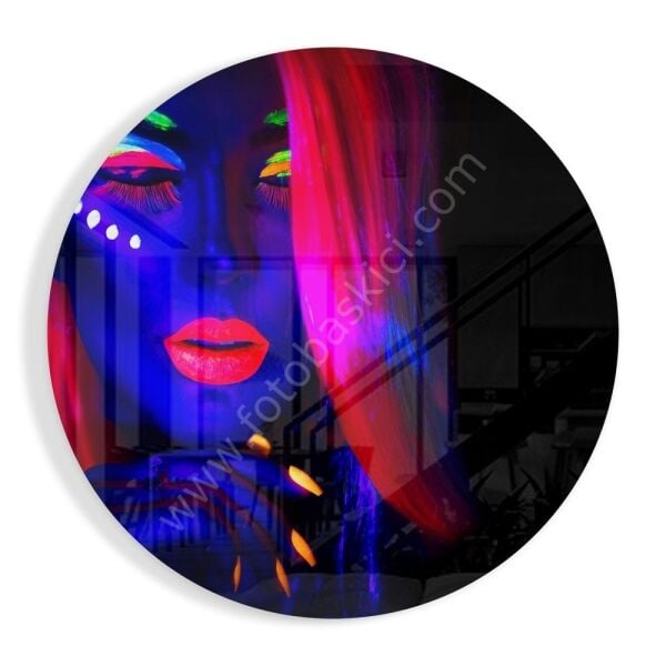 Neon Kadın Cam Tablo