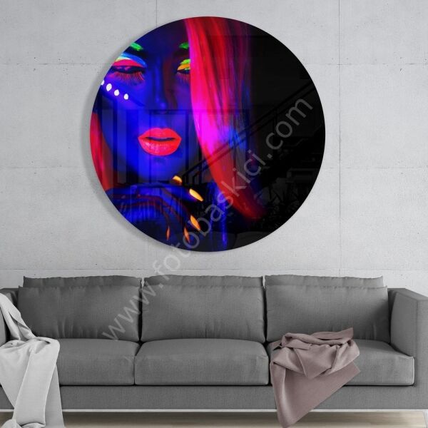 Neon Kadın Cam Tablo