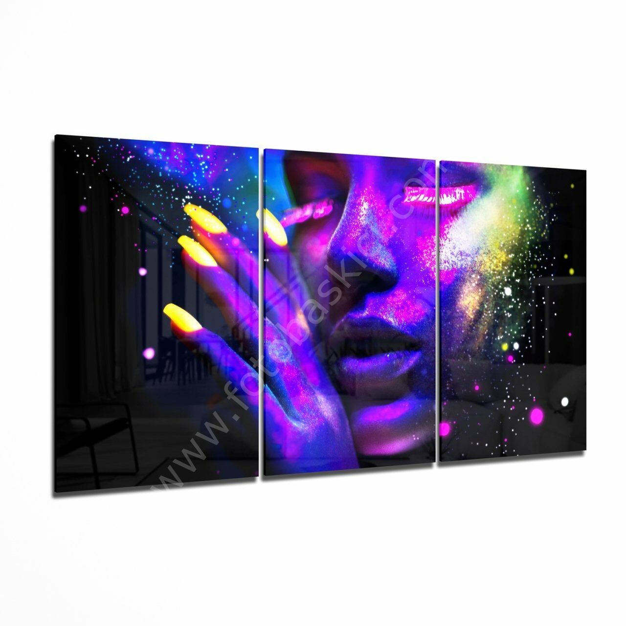 Neon Kadın Cam Tablo