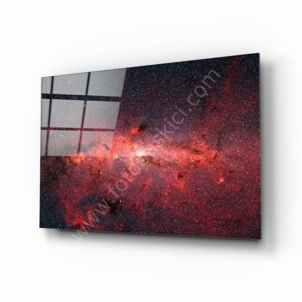 Kırmızı Nebula Cam Tablo
