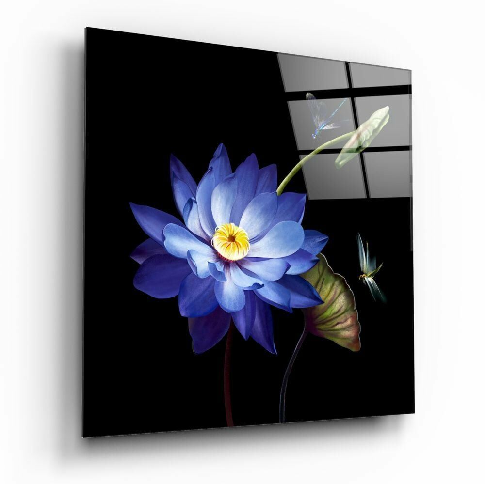 Mavi Çiçek Cam Tablo No:2078