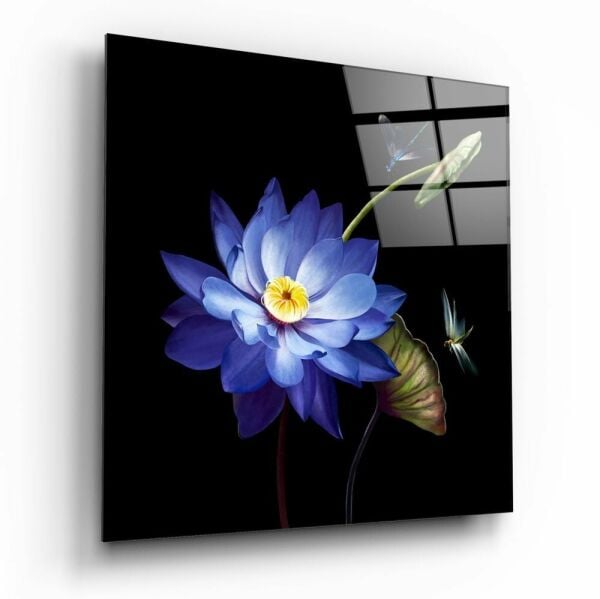 Mavi Çiçek Cam Tablo No:2078