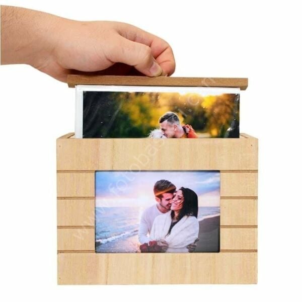 Pencereli ve Çekmeceli Ahşap Fotoğraf Albümü 100'lük 10x15