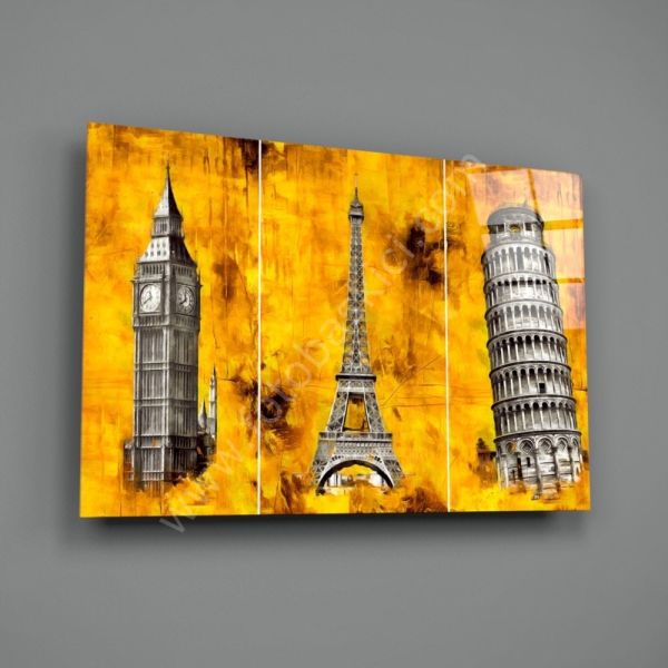 Üç Kule Cam Tablo 46x72 cm