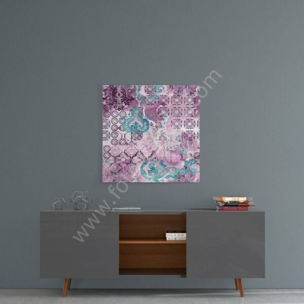 Mor Damask Cam Tablo