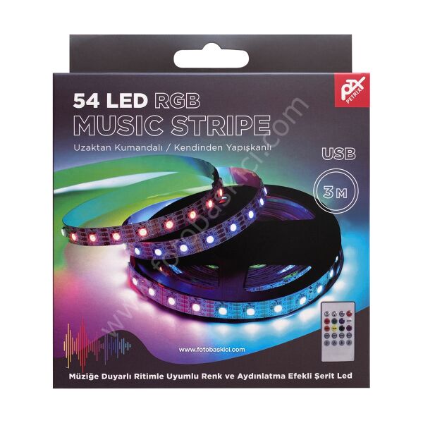 Müziğe Duyarlı RGB Kumandalı USB Şerit Led 300 cm