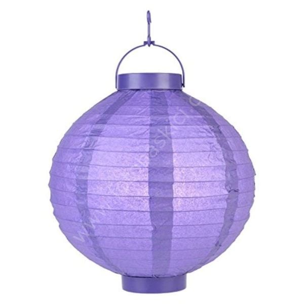 Led Işıklı 25 cm Kağıt Japon Feneri (Lila)