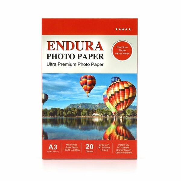 Endura Fotoğraf Kağıdı A3 Glossy-Parlak 30x40 cm 270 gr 20'lik