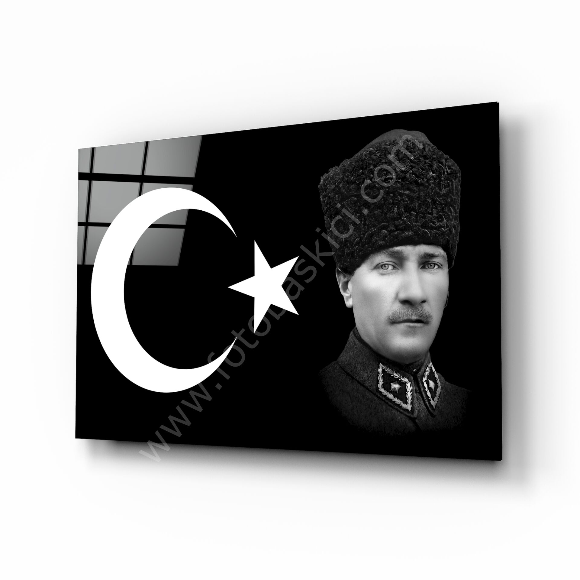 Türk Bayrağı ve Atatürk Cam Tablo