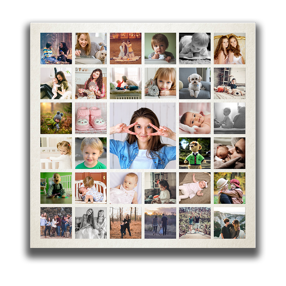 Kişiye Özel 33 Fotoğraflı Kare Kanvas Tablo 40x40 cm