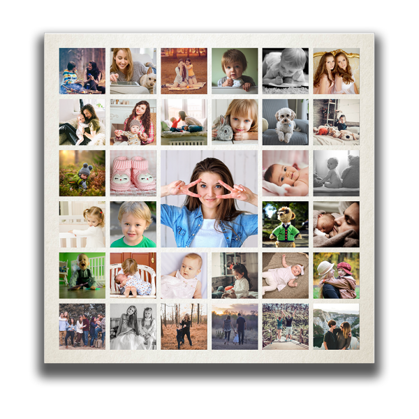 Kişiye Özel 33 Fotoğraflı Kare Kanvas Tablo 40x40 cm