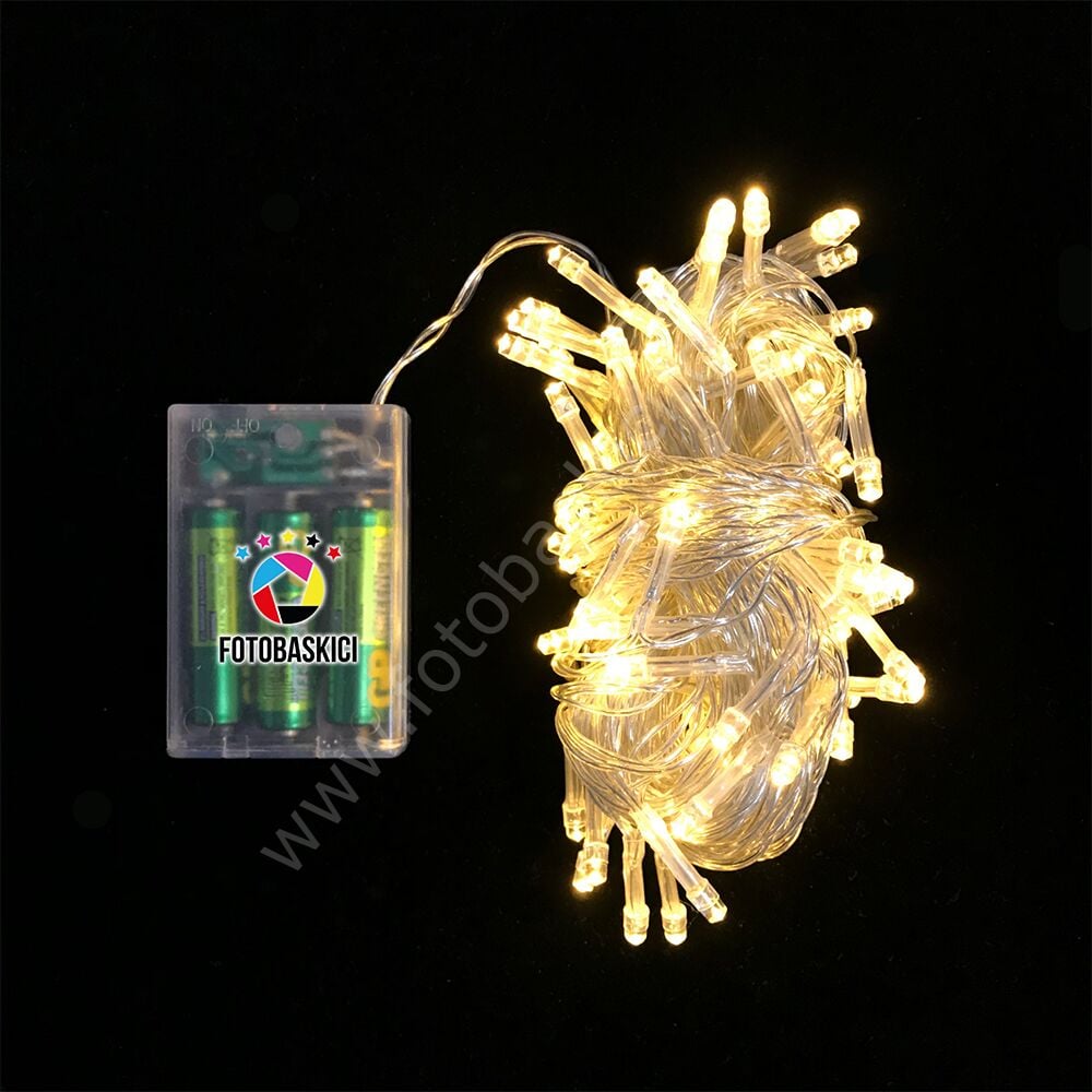 10 Metre Şeffaf Kablolu Pilli Led Işık (Günışığı)