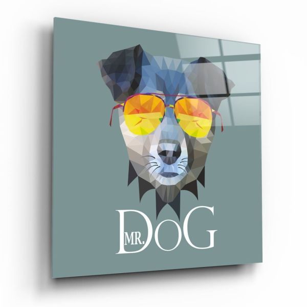 Gözlüklü Köpek Cam Tablo No:2027