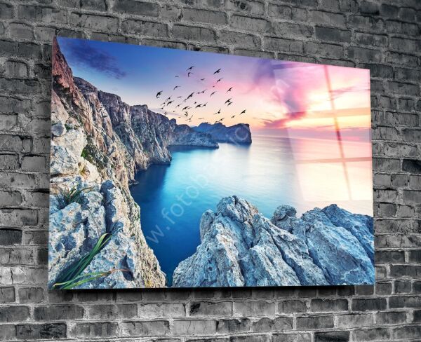 Kızıl Gün Batımı Cam Tablo No:1120