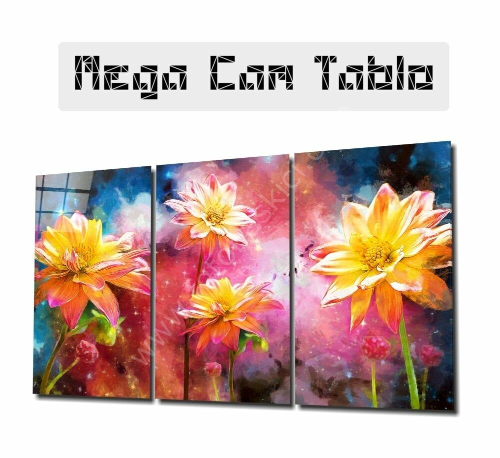 Sarı Çiçekler Mega Cam Tablo