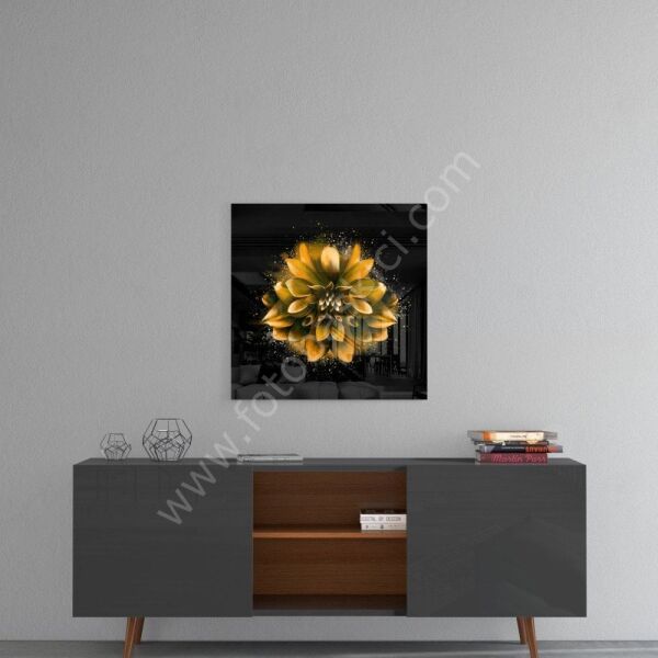 Altın Lotus Cam Tablo