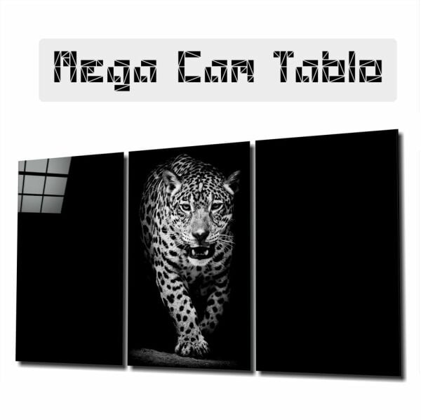 Karanlıktaki Leopar Mega Cam Tablo