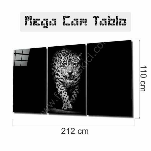 Karanlıktaki Leopar Mega Cam Tablo