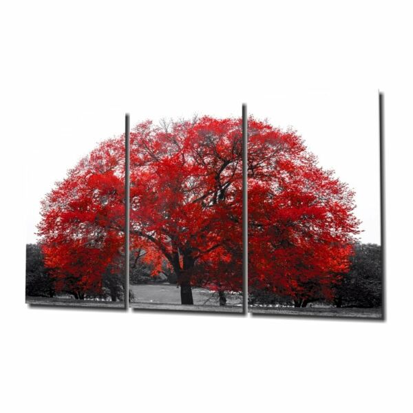 Kırmızı Ağaç Cam Tablo