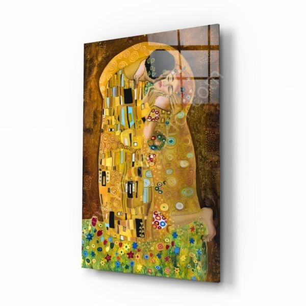 Gustav Klimt “Öpücük” Cam Tablo