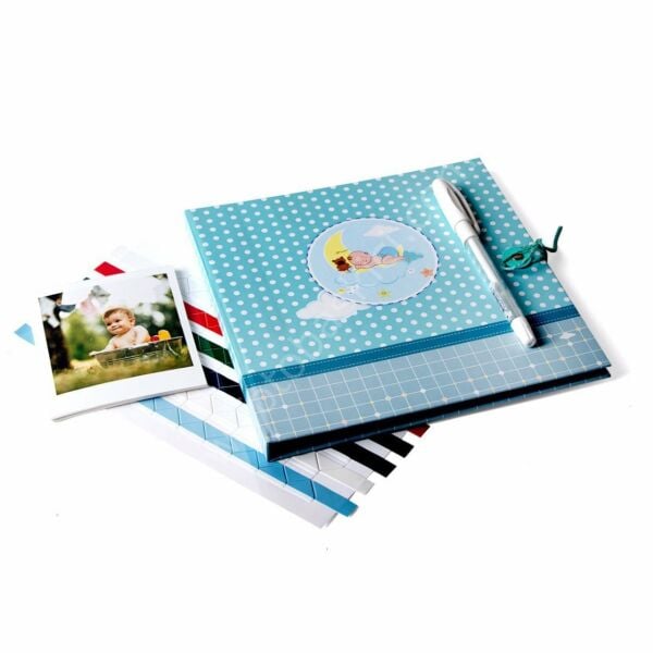 Uykucu Figürlü Erkek Bebek Siyah Anı Defteri Seti 20x20 cm