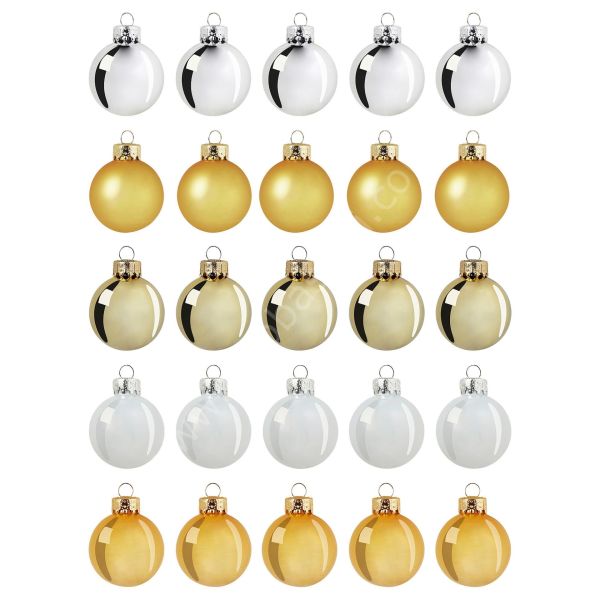 Ağaç Süsü Gold-Beyaz 3,5 cm 25 Adet