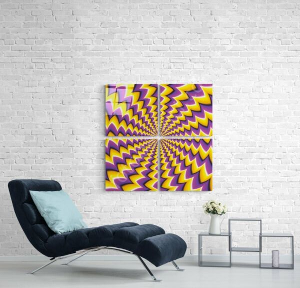 Sarı İlüzyon Quadro Cam Tablo