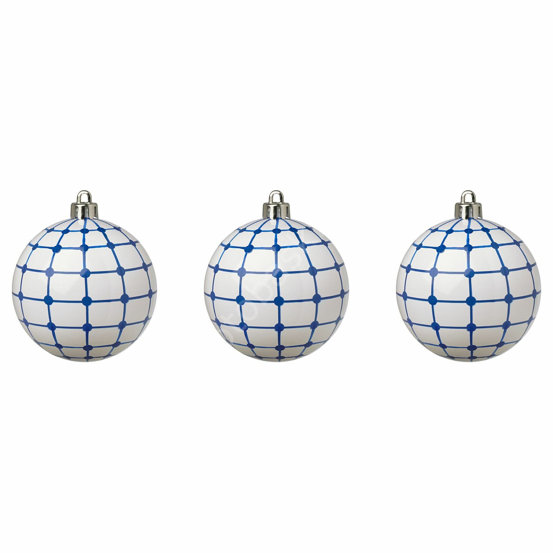 Ağaç Süsü Beyaz-Mavi 8 cm 3 Adet