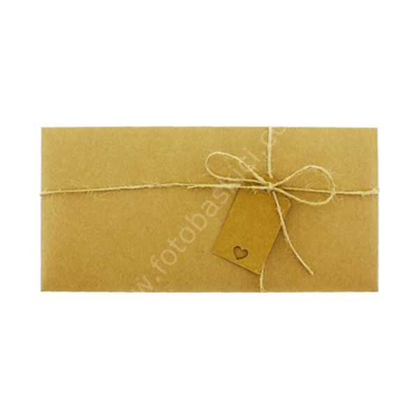 Kraft Etiketli ve İpli Kraft Zarf 21x10 cm