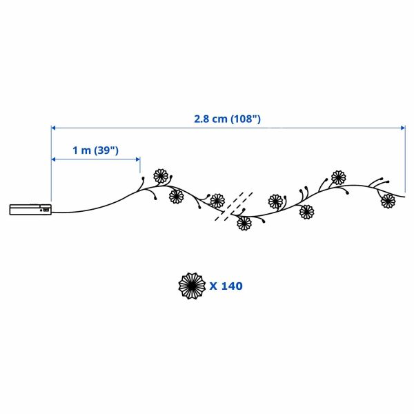Aydınlatma Zinciri 140'lı Pilli 2,8 Metre