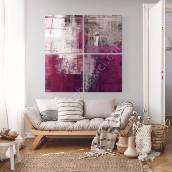 Mor Dokunuş Quadro Cam Tablo
