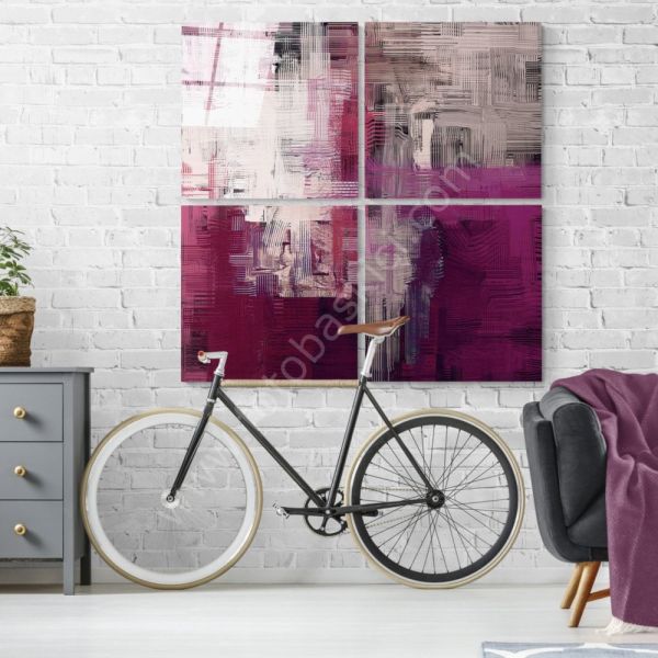 Mor Dokunuş Quadro Cam Tablo