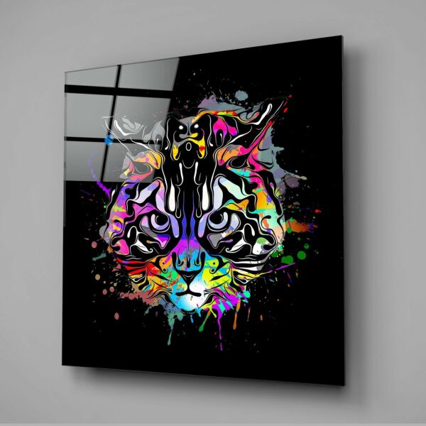 Kedi Sanatı Cam Tablo