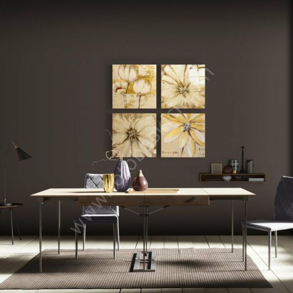 Sarı Çiçek Quadro Cam Tablo