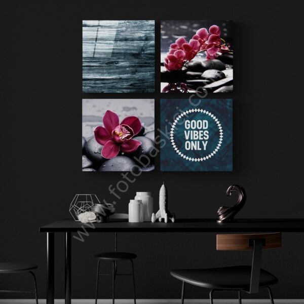 Orkideler ve Taşlar Quadro Cam Tablo