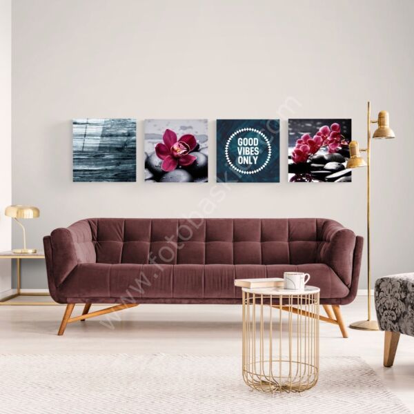 Orkideler ve Taşlar Quadro Cam Tablo